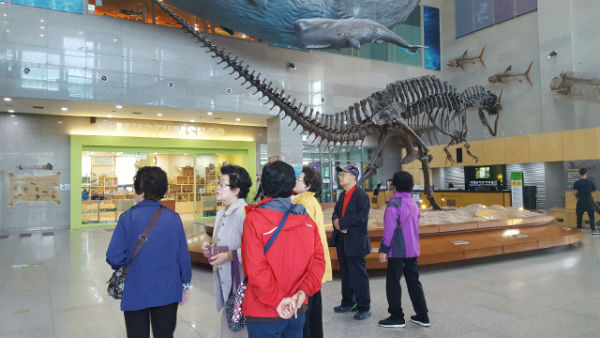 홍은2동 ‘어르신 문화대학’ 수강생들이 자연사박물관에서 관람하는 모습