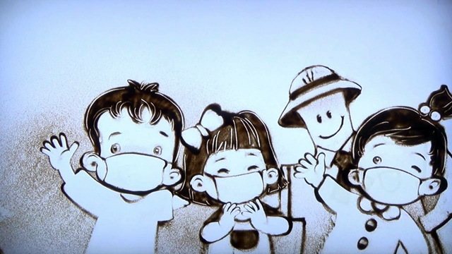 ▲ 샌드아트 영상 '강동의 어린이들에게 보내는 5월의 편지' 