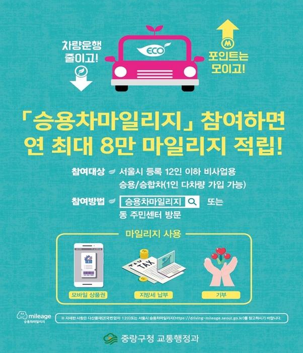 승용차마일리지 참여 홍보 포스터